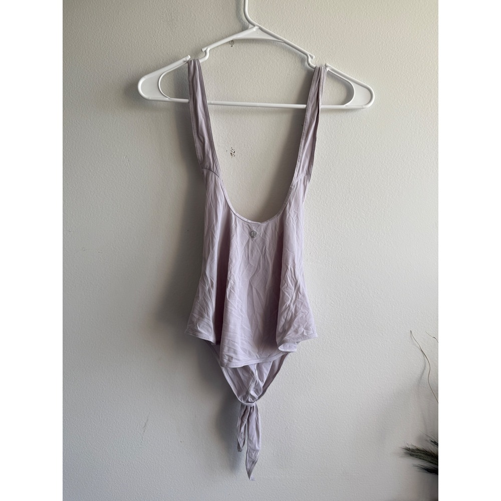 Lululemon Lavender Draped Tie Knot‎ Bodysuit Sleeveless Yoga Studio Tank Top